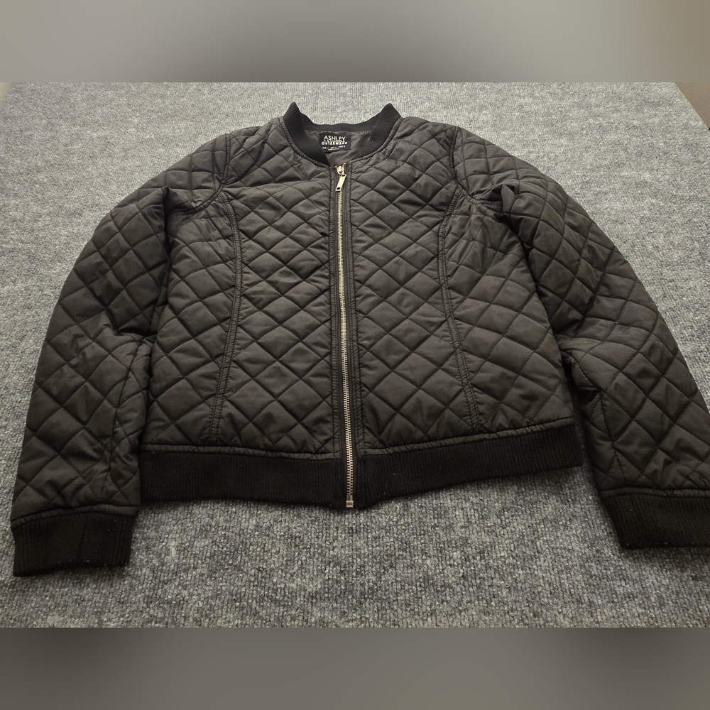 Ashley By 26 International Outerwear Black Quilted Jacket Size Large